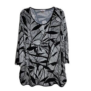 Allison Daley Black Tunic Top Plus Size 2X Slit Sleeve‎ Stretch Pullover